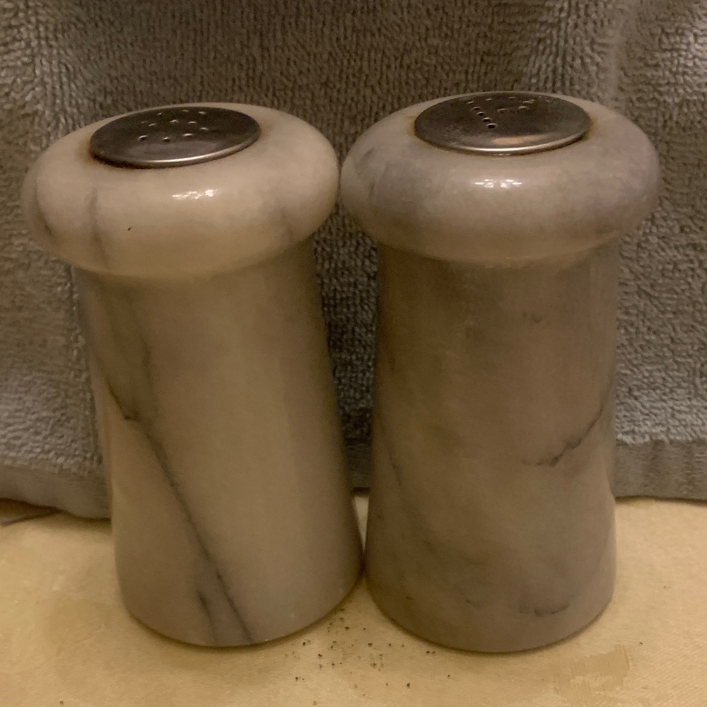 Vintage 1970’s  Marble Salt and Pepper Shakers